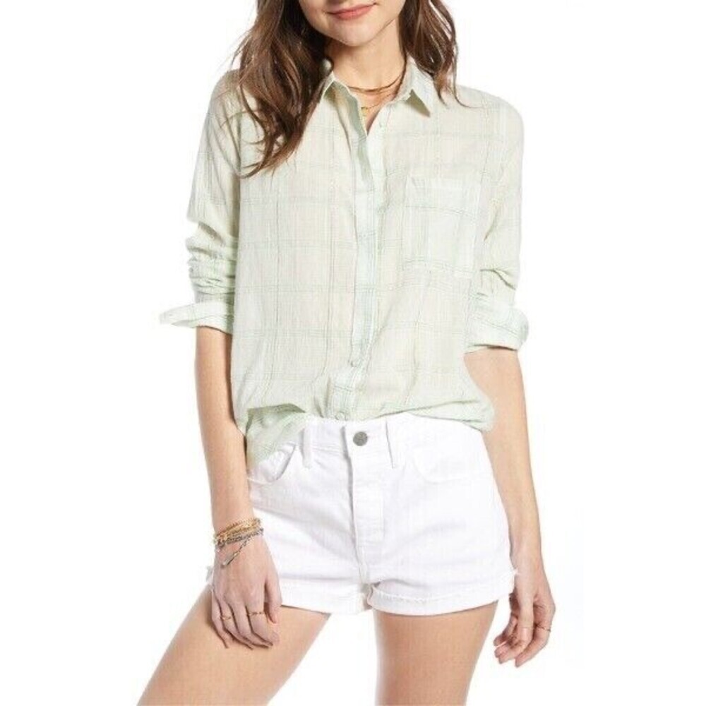 Treasure & Bond women's Grid Chalk shirt In Teal Size S $119